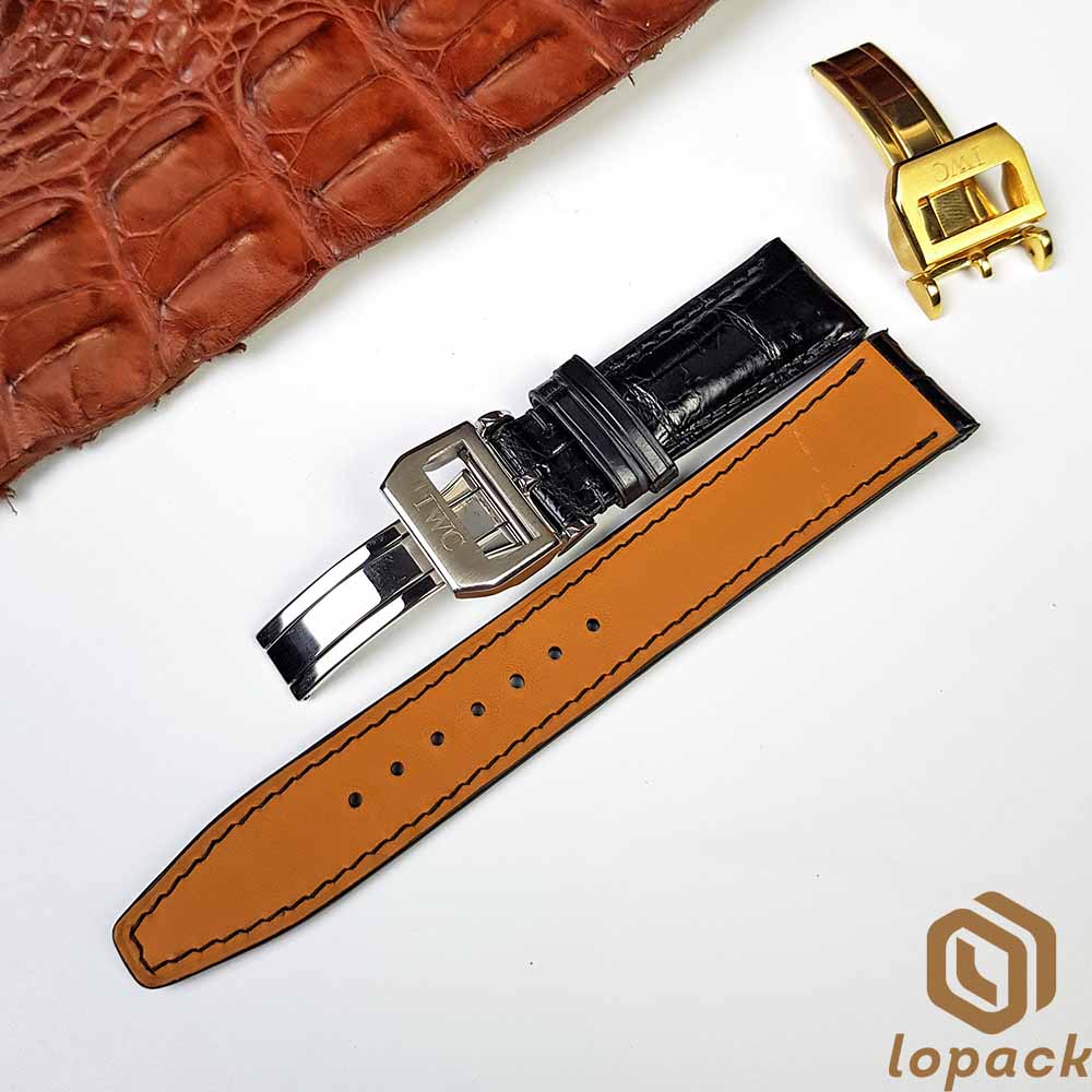 Brown Alligator IWC Watch Bands With Buckle, Custom IWC Watch Straps,iwc strap replacement, IWC Leather Strap