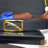 Black Belt Gold Buckle Mens