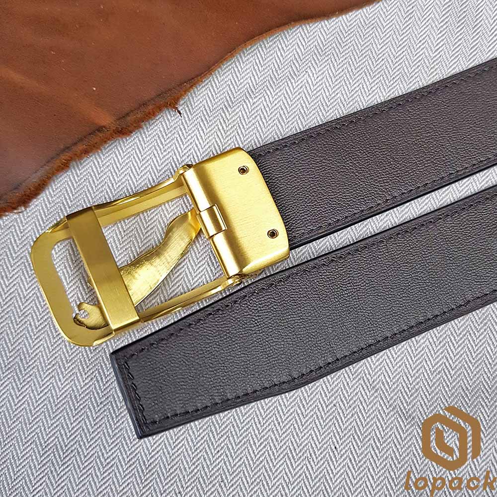 Black Belt Gold Buckle Mens