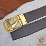 Black Belt Gold Buckle Mens