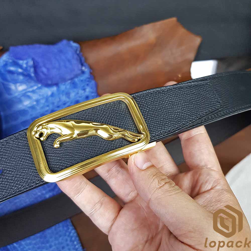 Black Belt Gold Buckle Mens