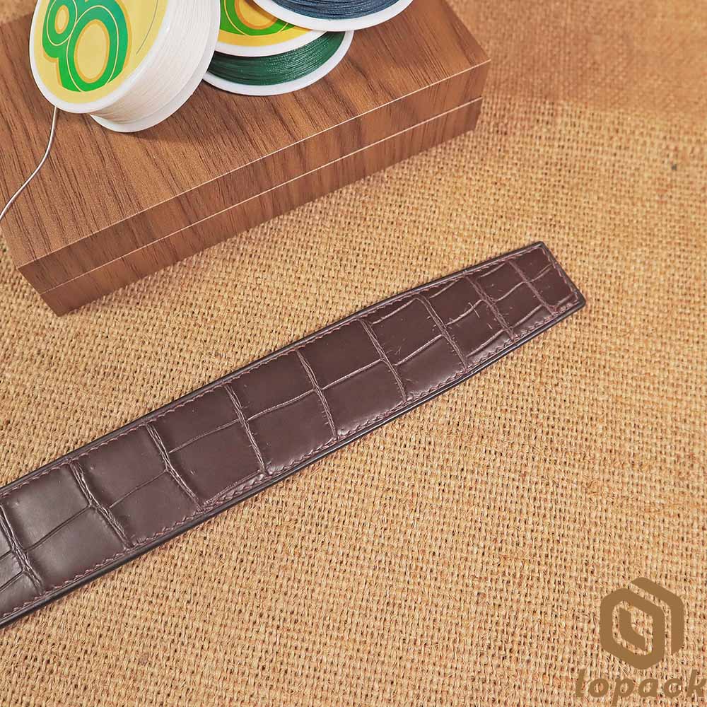 Dark Brown Matte Alligator Belt No Buckle