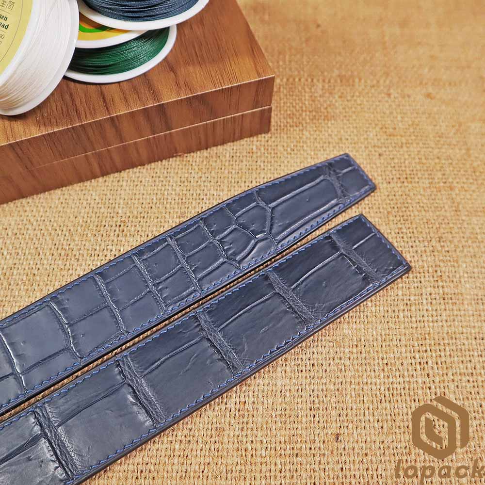 Navy Blue Matte Alligator Belt No Buckle