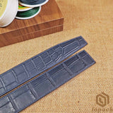 Navy Blue Matte Alligator Belt No Buckle