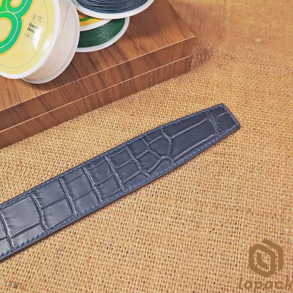Navy Blue Matte Alligator Belt No Buckle