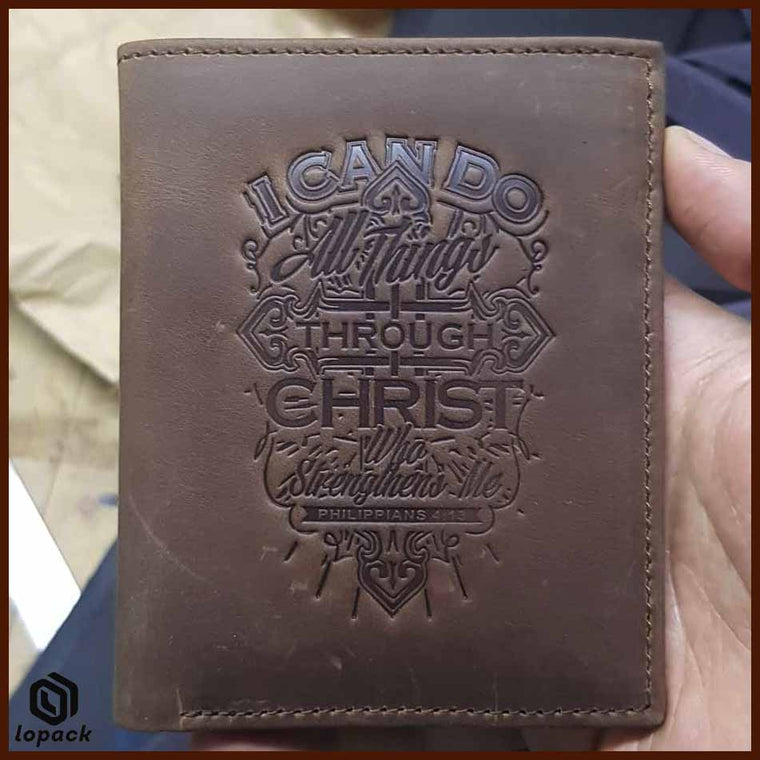 Christian Wallet Leather Wallet Embossed with gift box