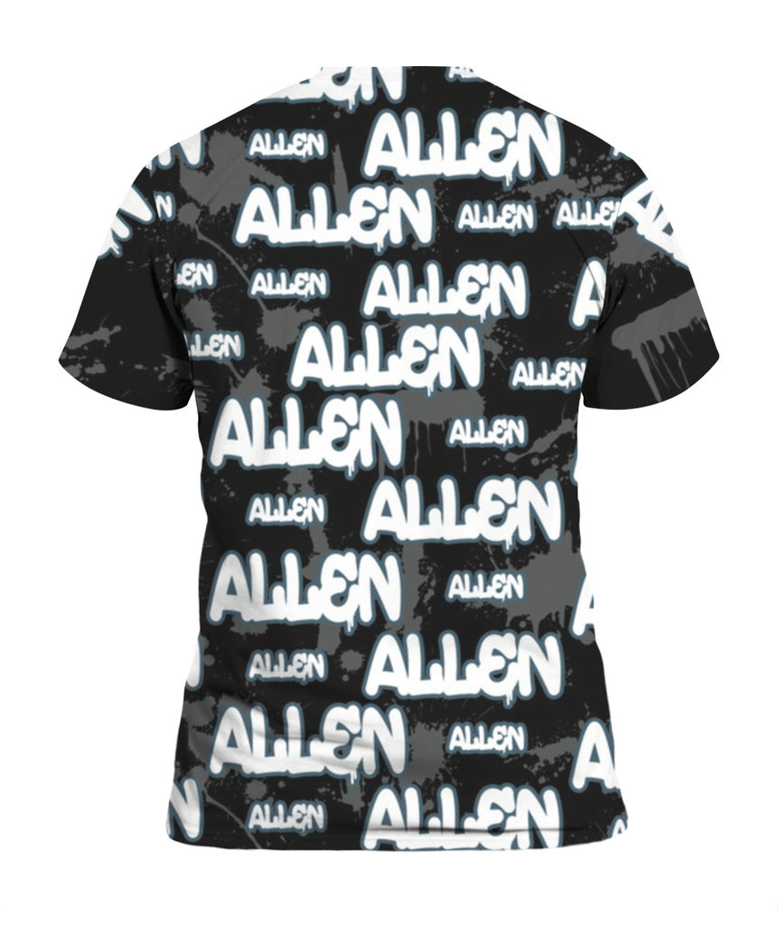 Custom Name Allen Grey 3D T-shirt