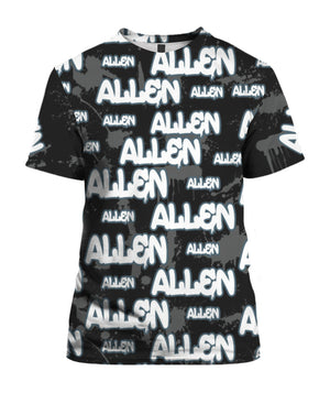 Custom Name Allen Grey 3D T-shirt