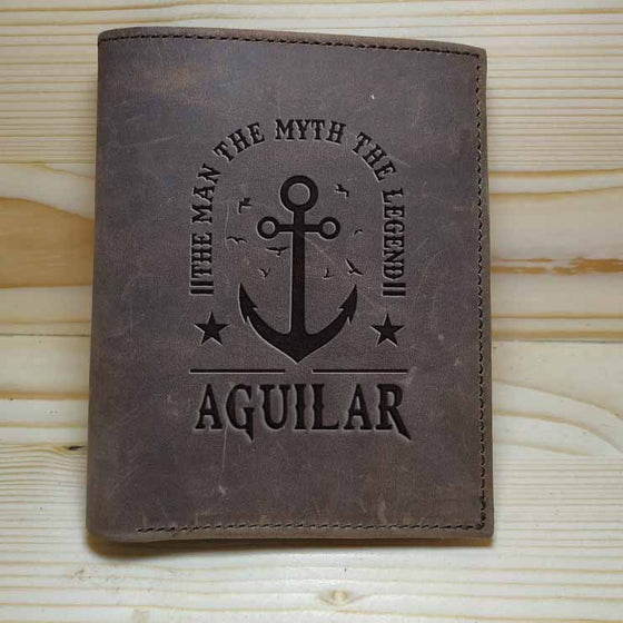 AGUILAR Leather Stand Wallet Embossed with gift box