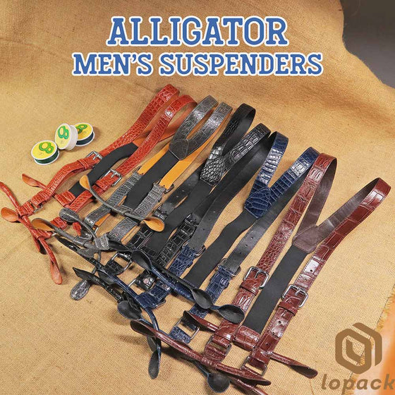 Alligator Leather Suspenders For Men