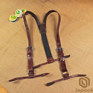 Alligator Leather Suspenders For Men