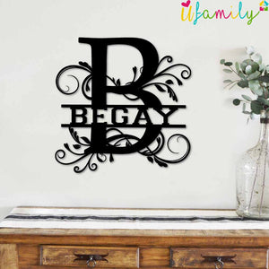 Begay Family Monogram Metal Sign, Family Name Signs