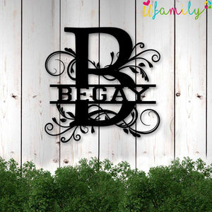 Begay Family Monogram Metal Sign, Family Name Signs