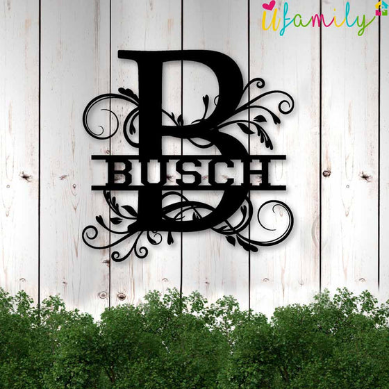 Busch Family Monogram Metal Sign, Family Name Signs