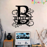 Busch Family Monogram Metal Sign, Family Name Signs