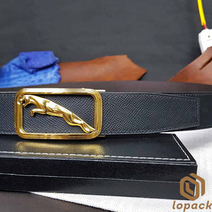 Black Belt Gold Buckle Mens