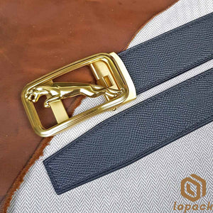 Black Belt Gold Buckle Mens