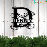 Denny Family Monogram Metal Sign, Family Name Signs