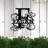 Fagan Family Monogram Metal Sign, Family Name Signs