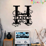 Hanks Family Monogram Metal Sign, Family Name Signs