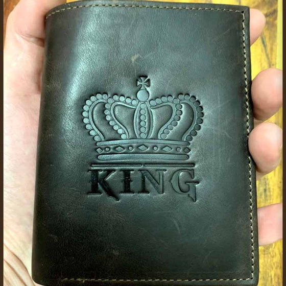 KING Leather  Stand Wallet Embossed with gift box