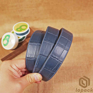 Navy Blue Matte Alligator Belt No Buckle