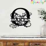 Oakes Family Monogram Metal Sign, Family Name Signs