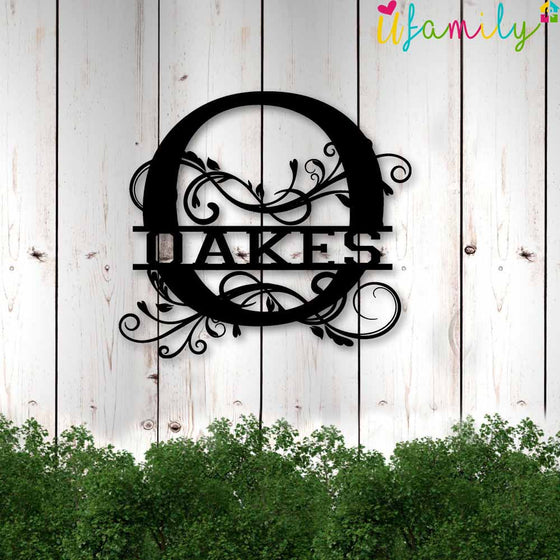 Oakes Family Monogram Metal Sign, Family Name Signs