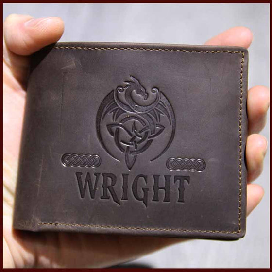 WRIGHT Leather Wallet Embossed with gift box